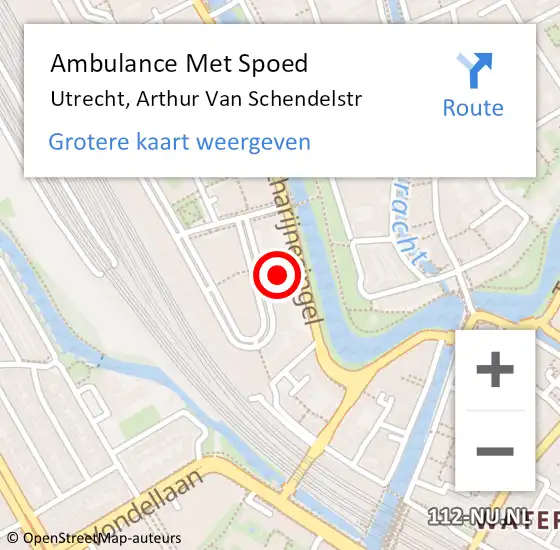 Locatie op kaart van de 112 melding: Ambulance Met Spoed Naar Utrecht, Arthur Van Schendelstr op 26 december 2013 00:01