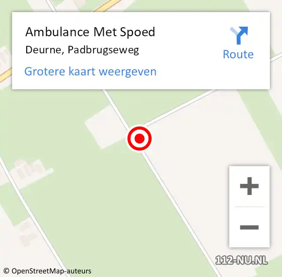 Locatie op kaart van de 112 melding: Ambulance Met Spoed Naar Deurne, Padbrugseweg op 3 september 2016 12:11