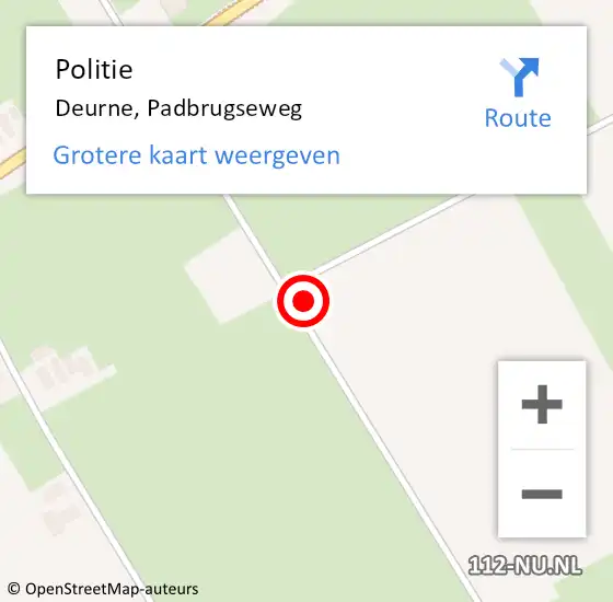 Locatie op kaart van de 112 melding: Politie Deurne, Padbrugseweg op 3 september 2016 12:16