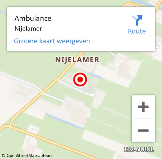 Locatie op kaart van de 112 melding: Ambulance Nijelamer op 3 september 2016 12:24