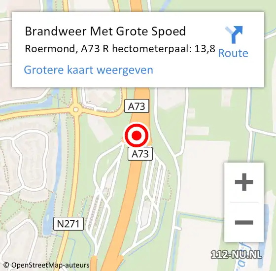 Locatie op kaart van de 112 melding: Brandweer Met Grote Spoed Naar Roermond, A73 R hectometerpaal: 17,5 op 3 september 2016 15:08