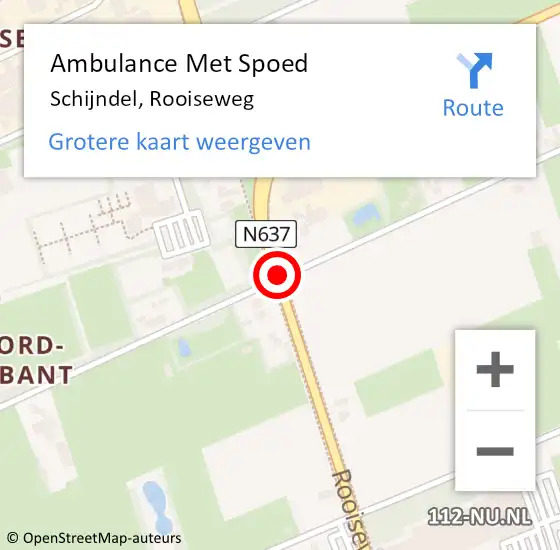 Locatie op kaart van de 112 melding: Ambulance Met Spoed Naar Schijndel, Rooiseweg op 3 september 2016 17:10
