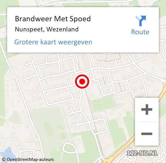 Locatie op kaart van de 112 melding: Brandweer Met Spoed Naar Nunspeet, Wezenland op 3 september 2016 20:06