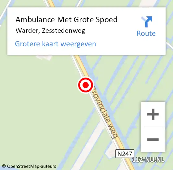 Locatie op kaart van de 112 melding: Ambulance Met Grote Spoed Naar Warder, Zesstedenweg op 26 december 2013 04:43