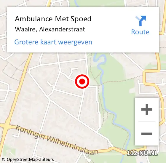Locatie op kaart van de 112 melding: Ambulance Met Spoed Naar Waalre, Alexanderstraat op 4 september 2016 08:50