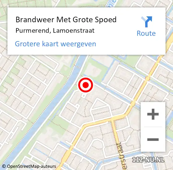 Locatie op kaart van de 112 melding: Brandweer Met Grote Spoed Naar Purmerend, Lamoenstraat op 4 september 2016 14:39