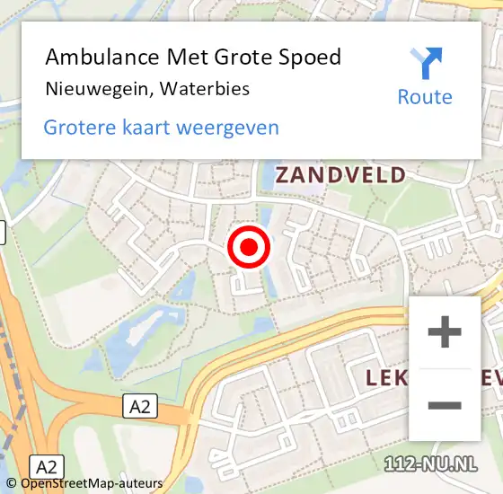 Locatie op kaart van de 112 melding: Ambulance Met Grote Spoed Naar Nieuwegein, Waterbies op 4 september 2016 18:22
