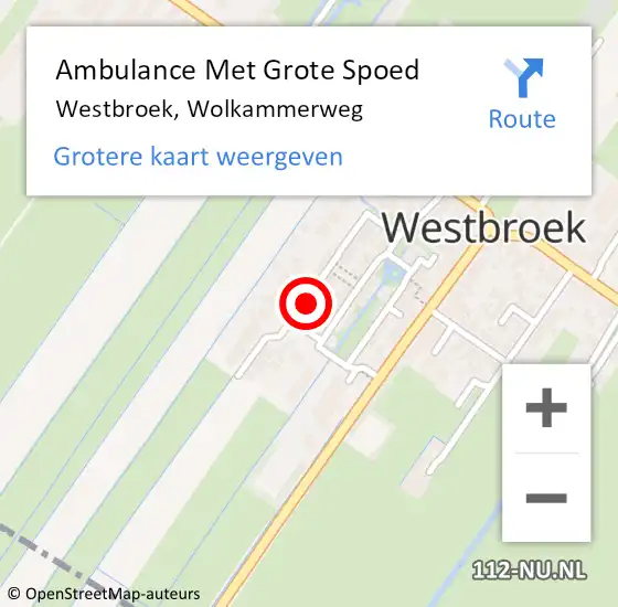 Locatie op kaart van de 112 melding: Ambulance Met Grote Spoed Naar Westbroek, Wolkammerweg op 4 september 2016 19:57