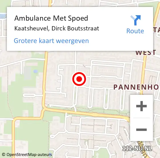 Locatie op kaart van de 112 melding: Ambulance Met Spoed Naar Kaatsheuvel, Dirck Boutsstraat op 5 september 2016 03:15