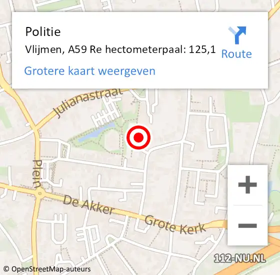 Locatie op kaart van de 112 melding: Politie Vlijmen, West op 5 september 2016 08:12
