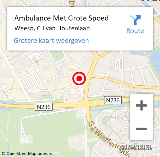 Locatie op kaart van de 112 melding: Ambulance Met Grote Spoed Naar Weesp, C J van Houtenlaan op 5 september 2016 10:33