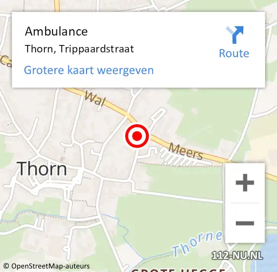 Locatie op kaart van de 112 melding: Ambulance Thorn, Trippaardstraat op 5 september 2016 12:34