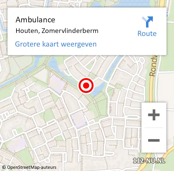 Locatie op kaart van de 112 melding: Ambulance Houten, Zomervlinderberm op 5 september 2016 17:59