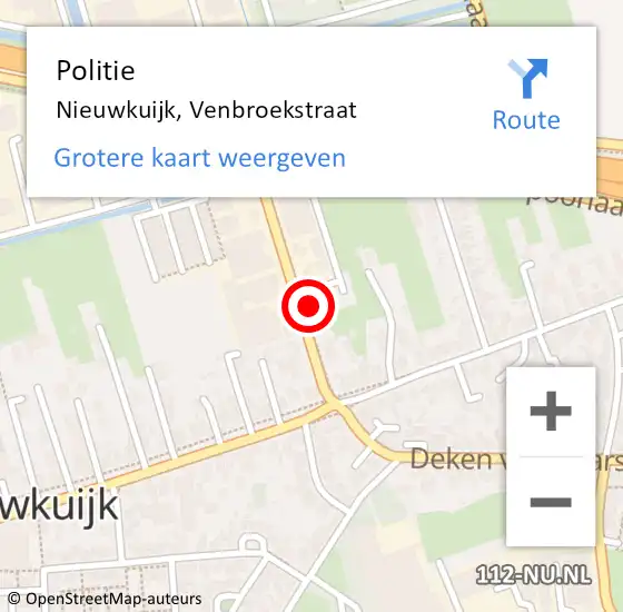 Locatie op kaart van de 112 melding: Politie Nieuwkuijk, Venbroekstraat op 5 september 2016 20:51