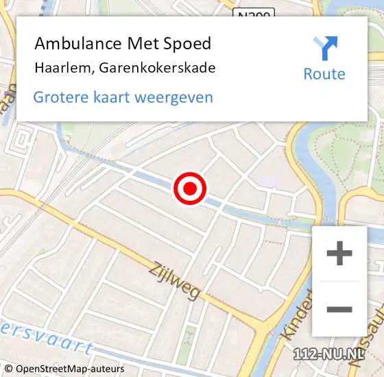 Locatie op kaart van de 112 melding: Ambulance Met Spoed Naar Haarlem, Garenkokerskade op 6 september 2016 13:52