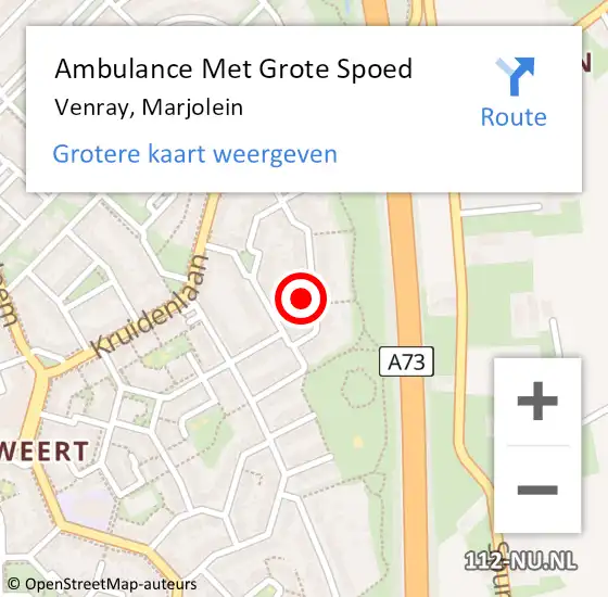 Locatie op kaart van de 112 melding: Ambulance Met Grote Spoed Naar Venray, Marjolein op 6 september 2016 21:41