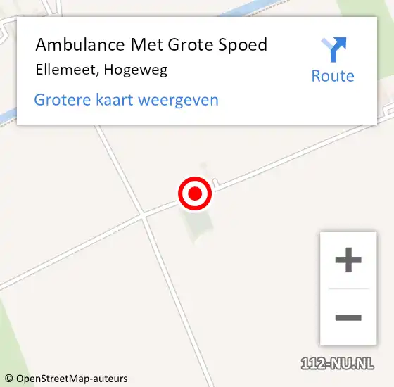 Locatie op kaart van de 112 melding: Ambulance Met Grote Spoed Naar Ellemeet, Hogeweg op 7 september 2016 17:10