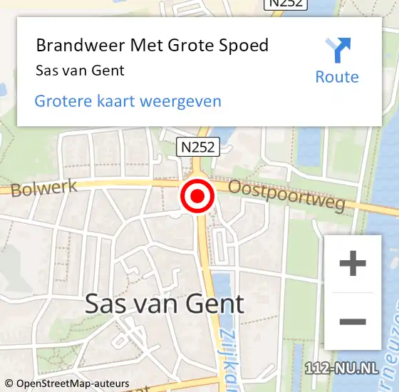 Locatie op kaart van de 112 melding: Brandweer Met Grote Spoed Naar Sas van Gent op 7 september 2016 17:30
