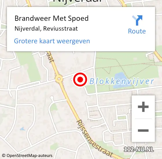 Locatie op kaart van de 112 melding: Brandweer Met Spoed Naar Nijverdal, Reviusstraat op 7 september 2016 18:02