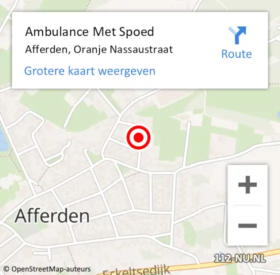 Locatie op kaart van de 112 melding: Ambulance Met Spoed Naar Afferden, Oranje Nassaustraat op 7 september 2016 18:23