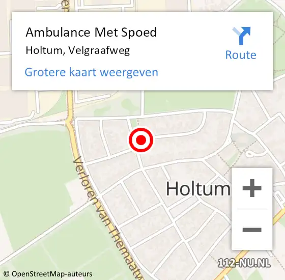 Locatie op kaart van de 112 melding: Ambulance Met Spoed Naar Holtum, Velgraafweg op 8 september 2016 05:55