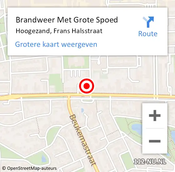 Locatie op kaart van de 112 melding: Brandweer Met Grote Spoed Naar Hoogezand, Frans Halsstraat op 8 september 2016 10:45