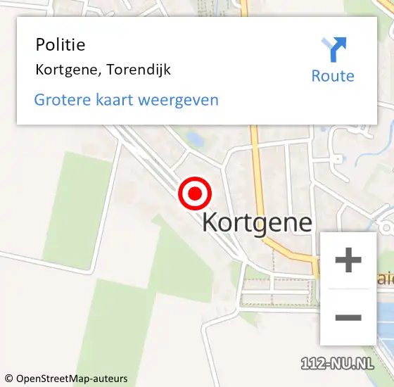 Locatie op kaart van de 112 melding: Politie Kortgene, Torendijk op 8 september 2016 17:01