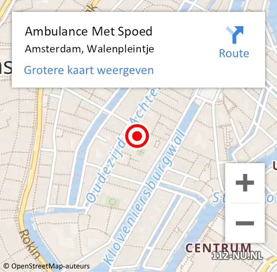 Locatie op kaart van de 112 melding: Ambulance Met Spoed Naar Amsterdam, Walenpleintje op 8 september 2016 21:27