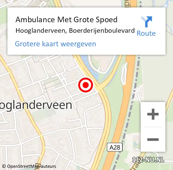 Locatie op kaart van de 112 melding: Ambulance Met Grote Spoed Naar Hooglanderveen, Boerderijenboulevard op 9 september 2016 10:25