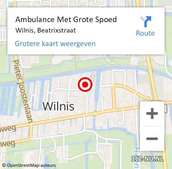 Locatie op kaart van de 112 melding: Ambulance Met Grote Spoed Naar Wilnis, Beatrixstraat op 9 september 2016 13:23