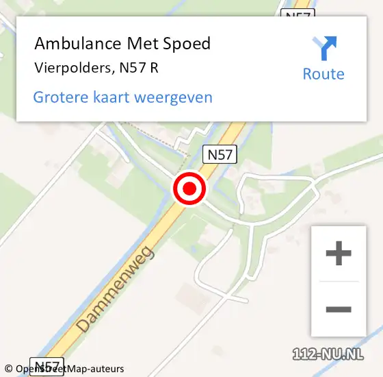 Locatie op kaart van de 112 melding: Ambulance Met Spoed Naar Vierpolders, N57 R op 9 september 2016 13:55