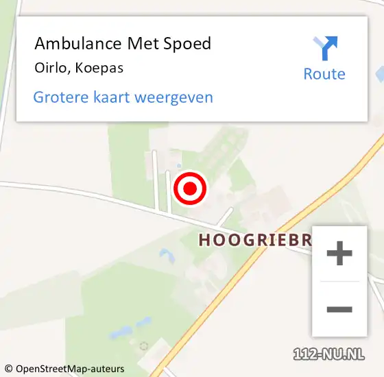 Locatie op kaart van de 112 melding: Ambulance Met Spoed Naar Oirlo, Koepas op 26 december 2013 18:48