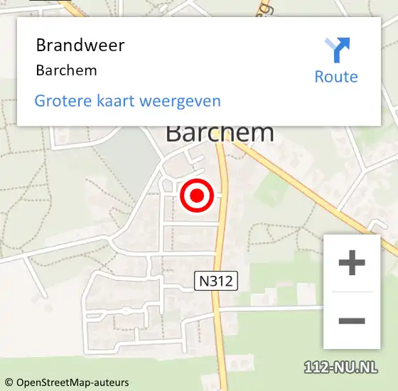Locatie op kaart van de 112 melding: Brandweer Barchem op 10 september 2016 07:27