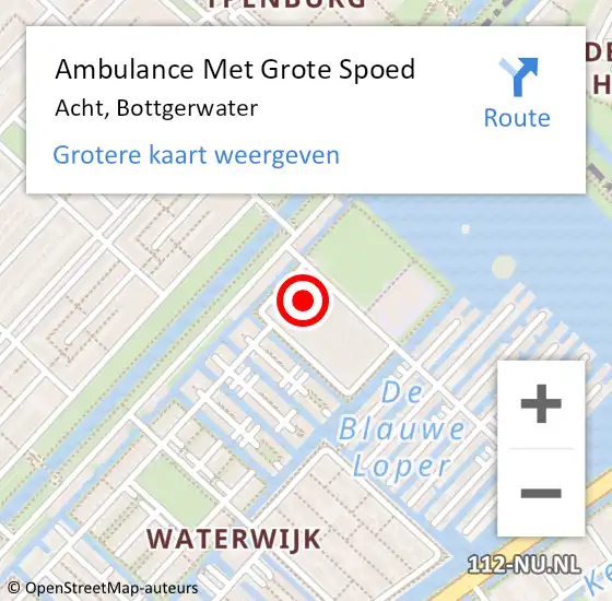 Locatie op kaart van de 112 melding: Ambulance Met Grote Spoed Naar Acht, Bottgerwater op 10 september 2016 12:57