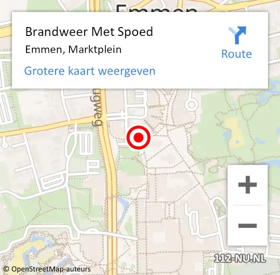 Locatie op kaart van de 112 melding: Brandweer Met Spoed Naar Emmen, Marktplein op 10 september 2016 14:54