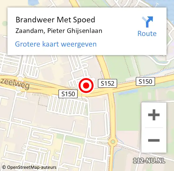 Locatie op kaart van de 112 melding: Brandweer Met Spoed Naar Zaandam, Pieter Ghijsenlaan op 10 september 2016 16:04