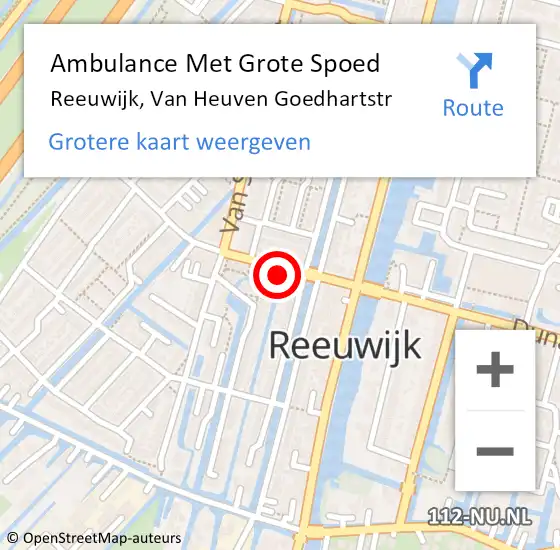 Locatie op kaart van de 112 melding: Ambulance Met Grote Spoed Naar Reeuwijk, Van Heuven Goedhartstr op 10 september 2016 17:00