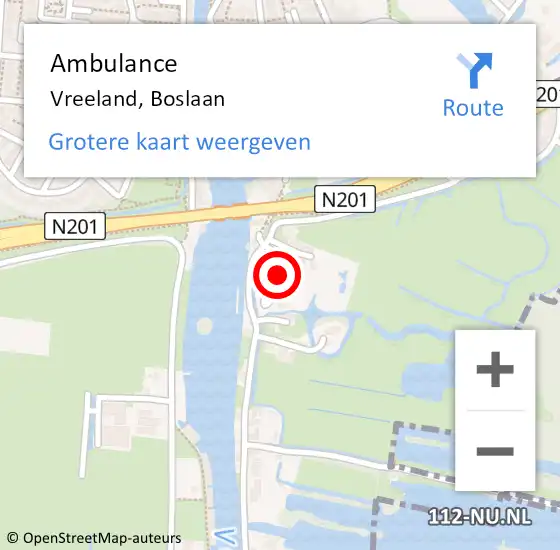 Locatie op kaart van de 112 melding: Ambulance Vreeland, Boslaan op 10 september 2016 19:06