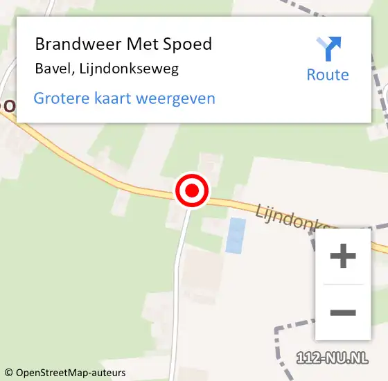 Locatie op kaart van de 112 melding: Brandweer Met Spoed Naar Bavel, Lijndonkseweg op 11 september 2016 09:54