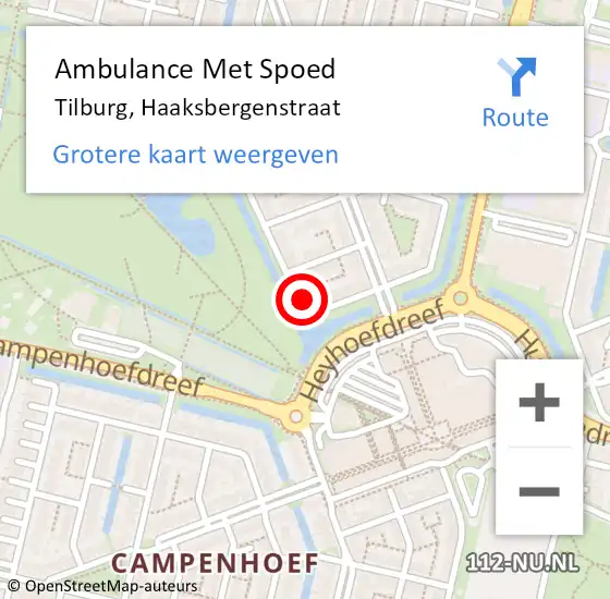 Locatie op kaart van de 112 melding: Ambulance Met Spoed Naar Tilburg, Haaksbergenstraat op 11 september 2016 13:28