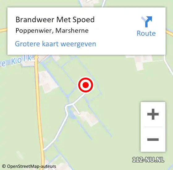 Locatie op kaart van de 112 melding: Brandweer Met Spoed Naar Poppenwier, Marsherne op 12 september 2016 08:52
