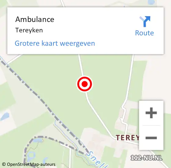 Locatie op kaart van de 112 melding: Ambulance Tereyken op 12 september 2016 11:59