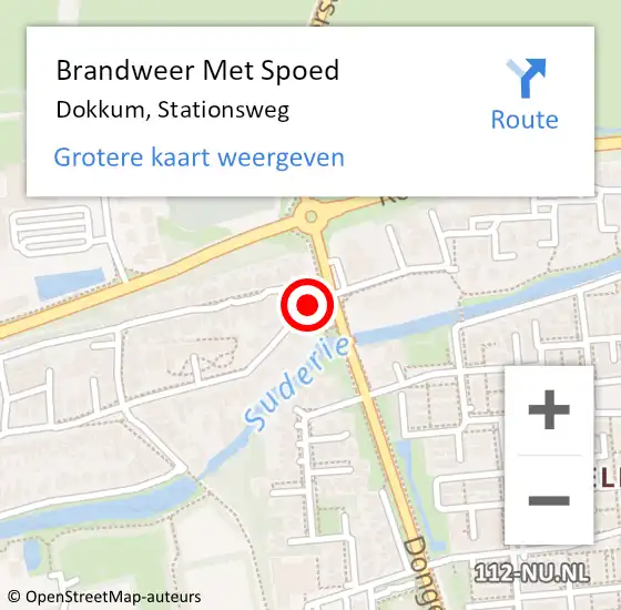 Locatie op kaart van de 112 melding: Brandweer Met Spoed Naar Dokkum, Stationsweg op 12 september 2016 18:04