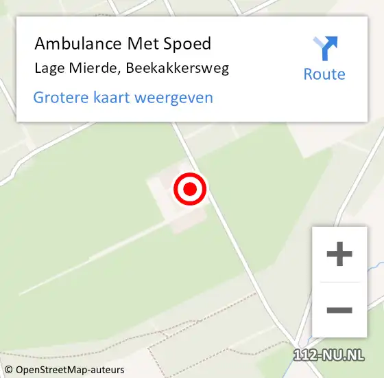 Locatie op kaart van de 112 melding: Ambulance Met Spoed Naar Lage Mierde, Beekakkersweg op 13 september 2016 10:20