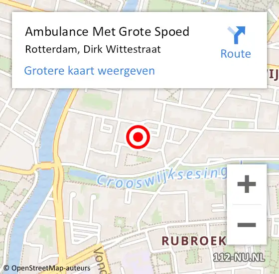 Locatie op kaart van de 112 melding: Ambulance Met Grote Spoed Naar Rotterdam, Dirk Wittestraat op 13 september 2016 11:06