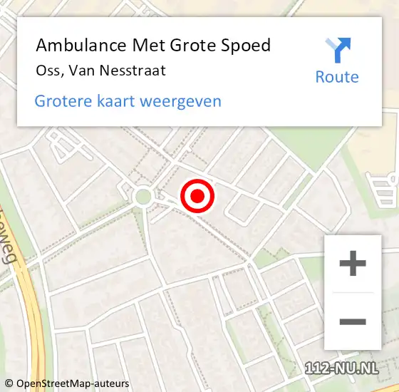 Locatie op kaart van de 112 melding: Ambulance Met Grote Spoed Naar Oss, Van Nesstraat op 13 september 2016 19:01