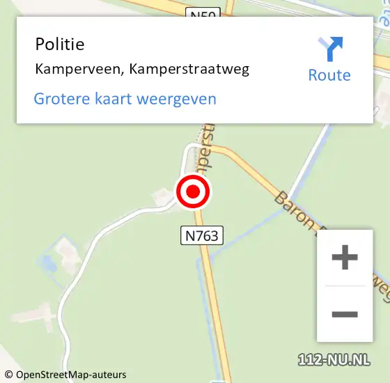 Locatie op kaart van de 112 melding: Politie Kamperveen, Kamperstraatweg op 13 september 2016 19:32