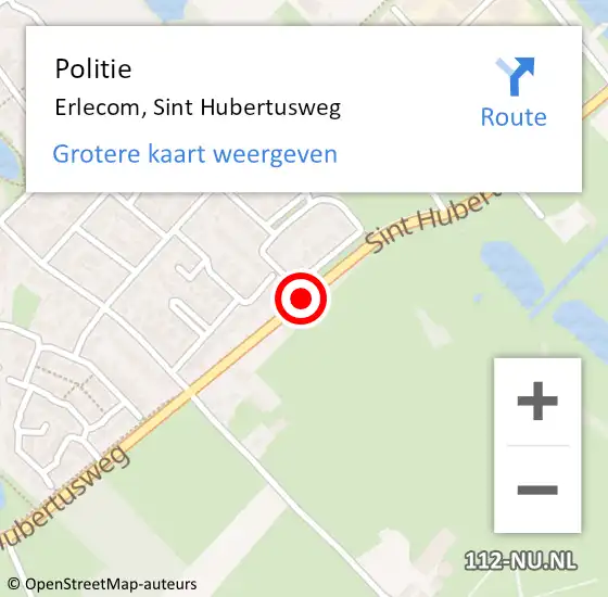 Locatie op kaart van de 112 melding: Politie Erlecom, Sint Hubertusweg op 14 september 2016 10:34