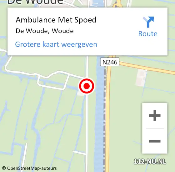 Locatie op kaart van de 112 melding: Ambulance Met Spoed Naar De Woude, Woude op 14 september 2016 11:47