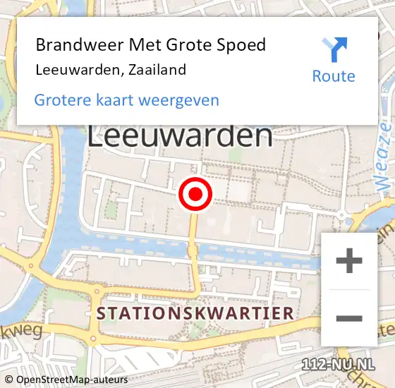 Locatie op kaart van de 112 melding: Brandweer Met Grote Spoed Naar Leeuwarden, Zaailand op 14 september 2016 14:17